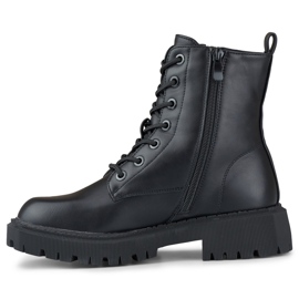 Schwarze Damen-Schnürstiefeletten aus Öko-Leder 2