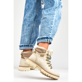 Beige isolierte Damenstiefel 1