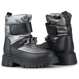 Damen-Schneestiefel mit Selena-Kette silber- 1