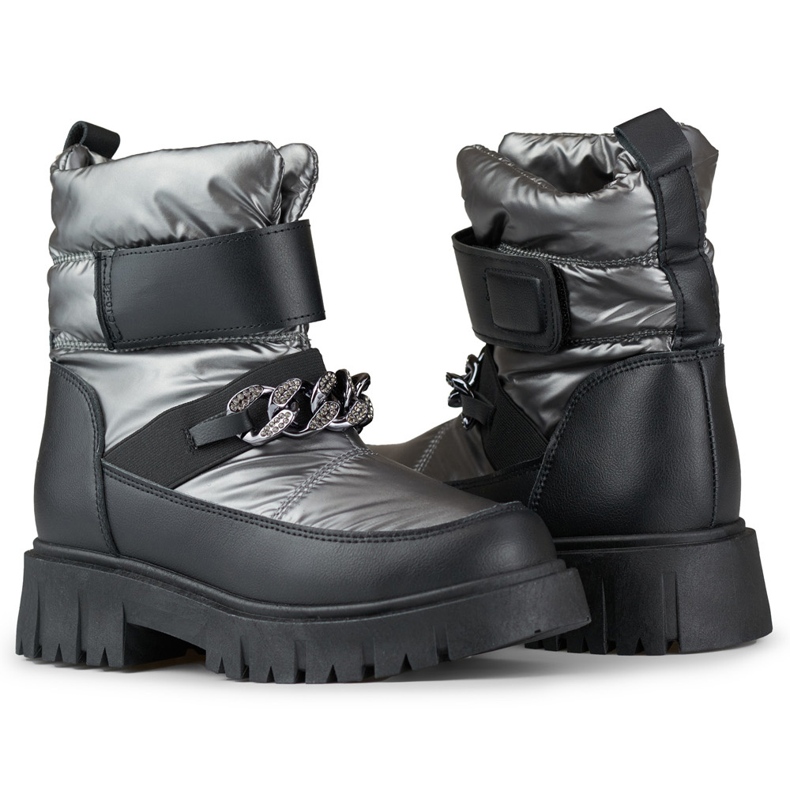 Damen-Schneestiefel mit Selena-Kette silber- 1
