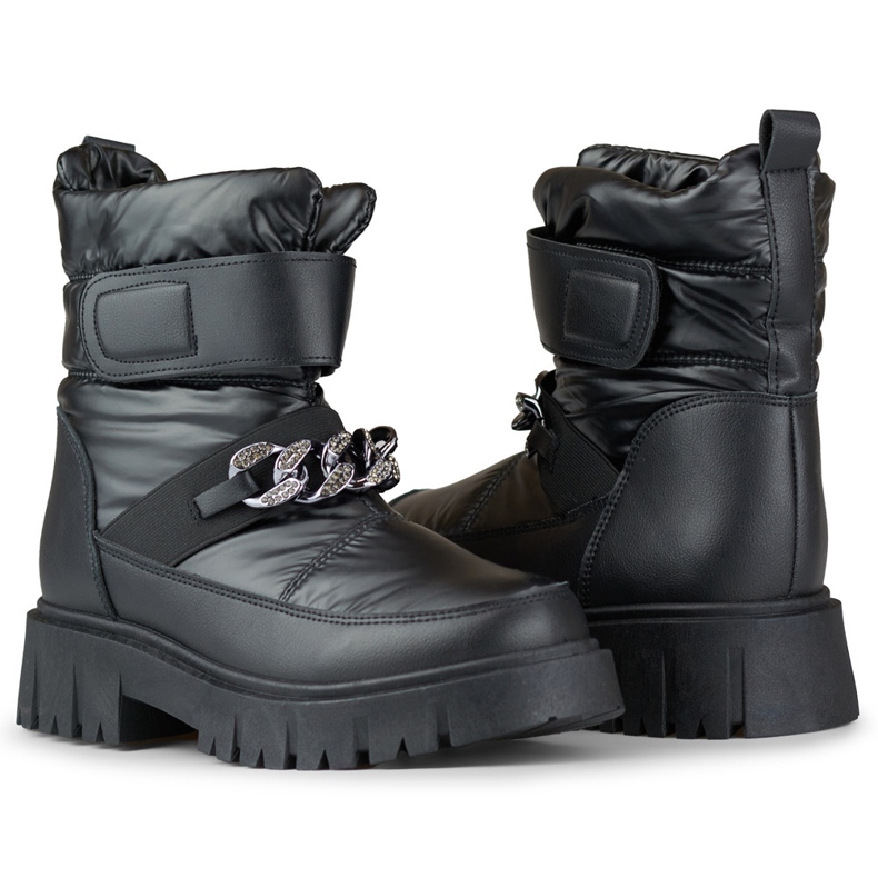 Damen-Schneestiefel mit Selena-Kette schwarz 1