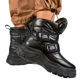 Schwarze Damen-Schneestiefel mit Klettverschluss 1