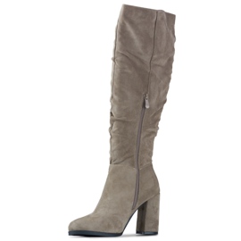 Damen-Wildlederstiefel, dunkelbeige 1