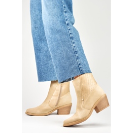 Beige Cowboystiefel für Damen 2