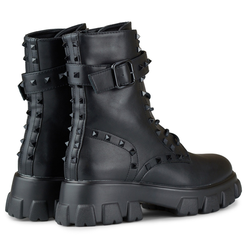 Schwarze Damen-Arbeiterstiefel mit Nieten 1