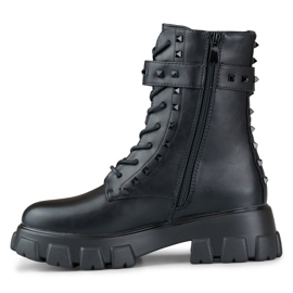 Schwarze Damen-Arbeiterstiefel mit Nieten 2
