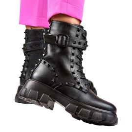 Schwarze Damen-Arbeiterstiefel mit Nieten 5