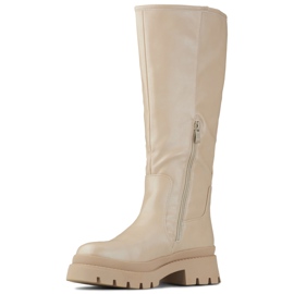 Beige Stiefel mit weitem Schaft 1