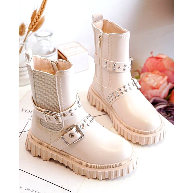 Beigefarbene Mädchen-Stiefeletten mit Reißverschluss von Adeneia 2