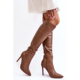 Overknee-Stiefel für Damen mit hohem Absatz, dunkelbeige Sirenpha 2