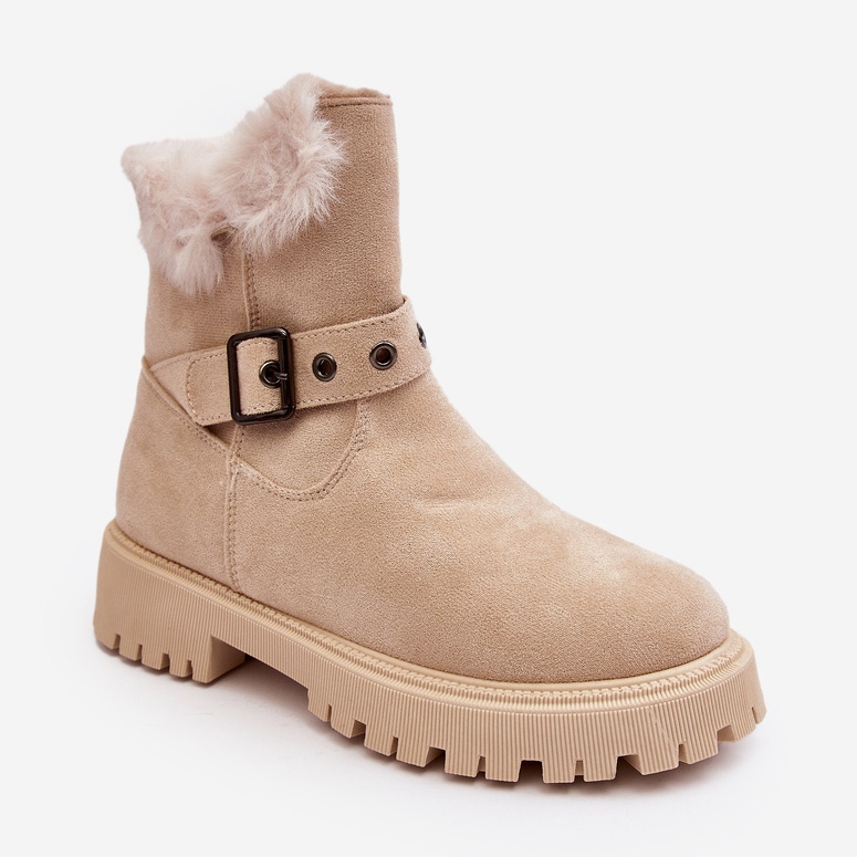 Vinceza Beige Morcos Damen-Stiefeletten mit Pelzreißverschluss 2