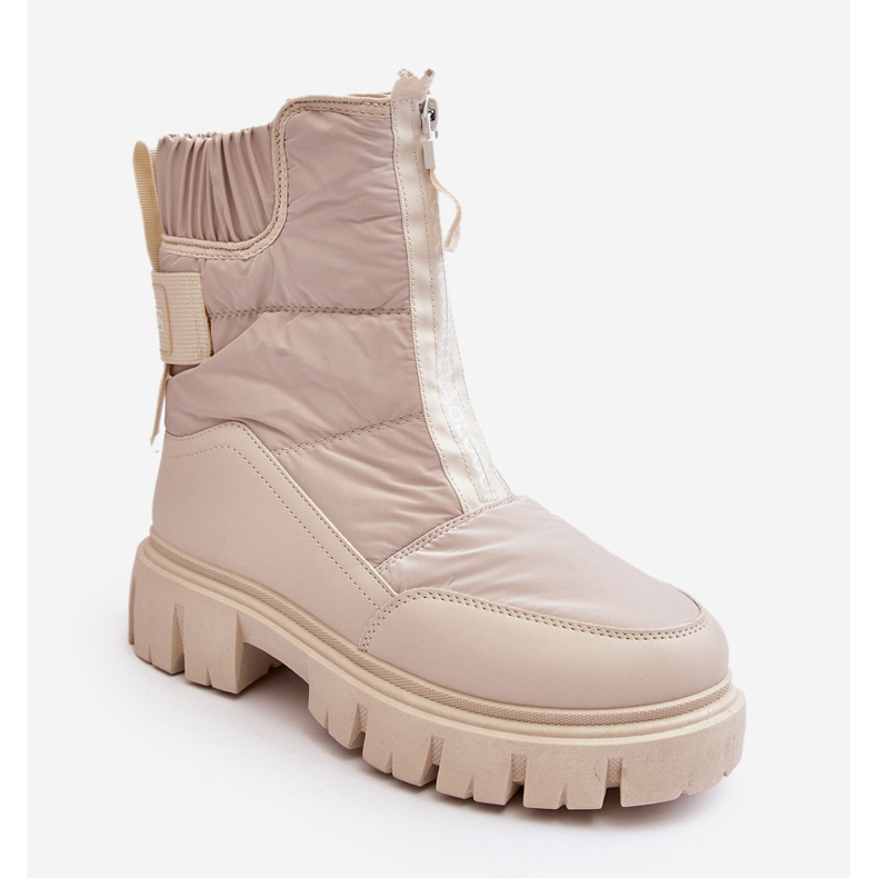 Vinceza Hellbeige Hixe-Schneestiefel für Damen mit Reißverschluss, isoliert mit Fell 1