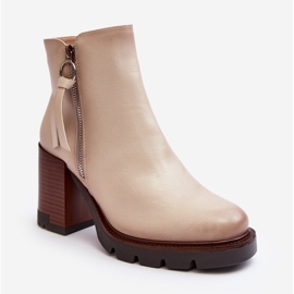 Vinceza Damen-Lederstiefeletten Beige Brittney 1