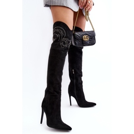 Overknee-Stiefel mit hohem Absatz für Damen in Schwarz von Vessy 5
