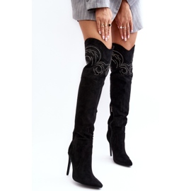 Overknee-Stiefel mit hohem Absatz für Damen in Schwarz von Vessy 7