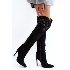 Overknee-Stiefel mit hohem Absatz für Damen in Schwarz von Vessy 2