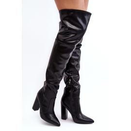 Hohe Overknee-Stiefel für Damen, Schwarz Jeine 2