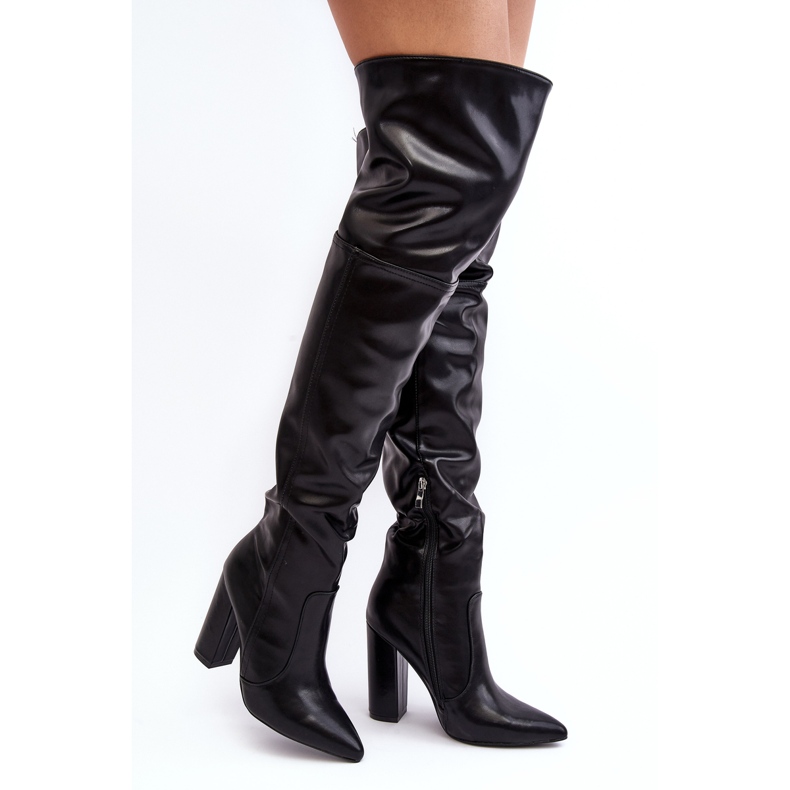 Hohe Overknee-Stiefel für Damen, Schwarz Jeine 2