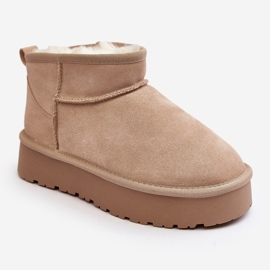 Modische niedrige Schneestiefel aus Wildleder in Hellbeige Nucca 2