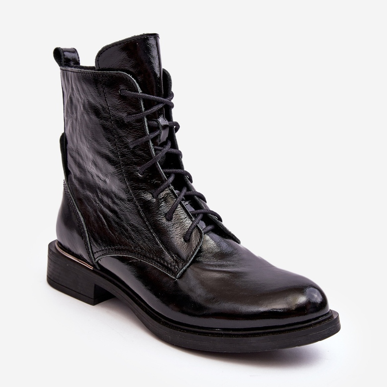 Bequeme, isolierte schwarze Stiefeletten von Lemar Revin aus Lackleder 1