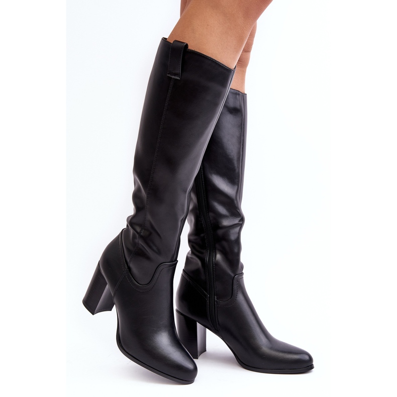 Sergio Leone Overknee-Stiefel mit hohem Absatz für Damen in Schwarz Nelamessa 1
