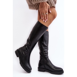 Sergio Leone Flache Overknee-Warmstiefel für Damen in Schwarz von Saraseini 2