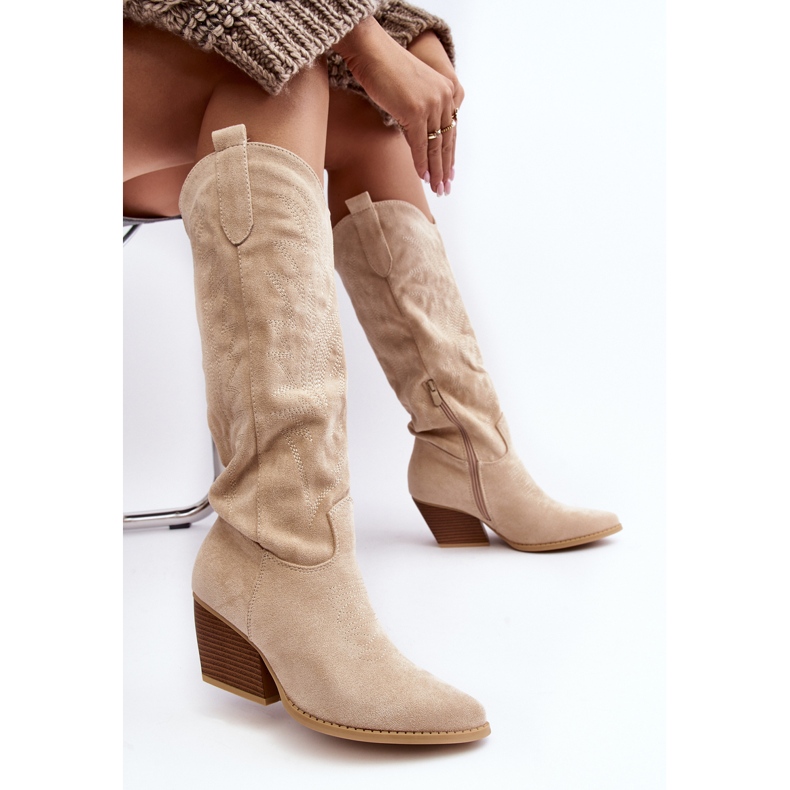 Hellbeige Cowboystiefel für Damen von Sloana 2