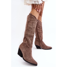 Dunkelbeige Cowboystiefel für Damen von Sloana 2