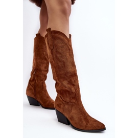Kamelfarbene Sloana-Cowboystiefel für Damen mit hohen Absätzen braun 2