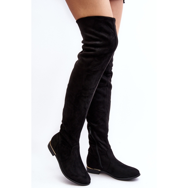 Overknee-Stiefel für Damen mit flachem Absatz, Black Bikka schwarz 1