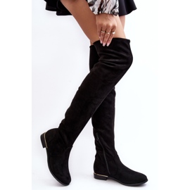 Overknee-Stiefel für Damen mit flachem Absatz, Black Bikka schwarz 2