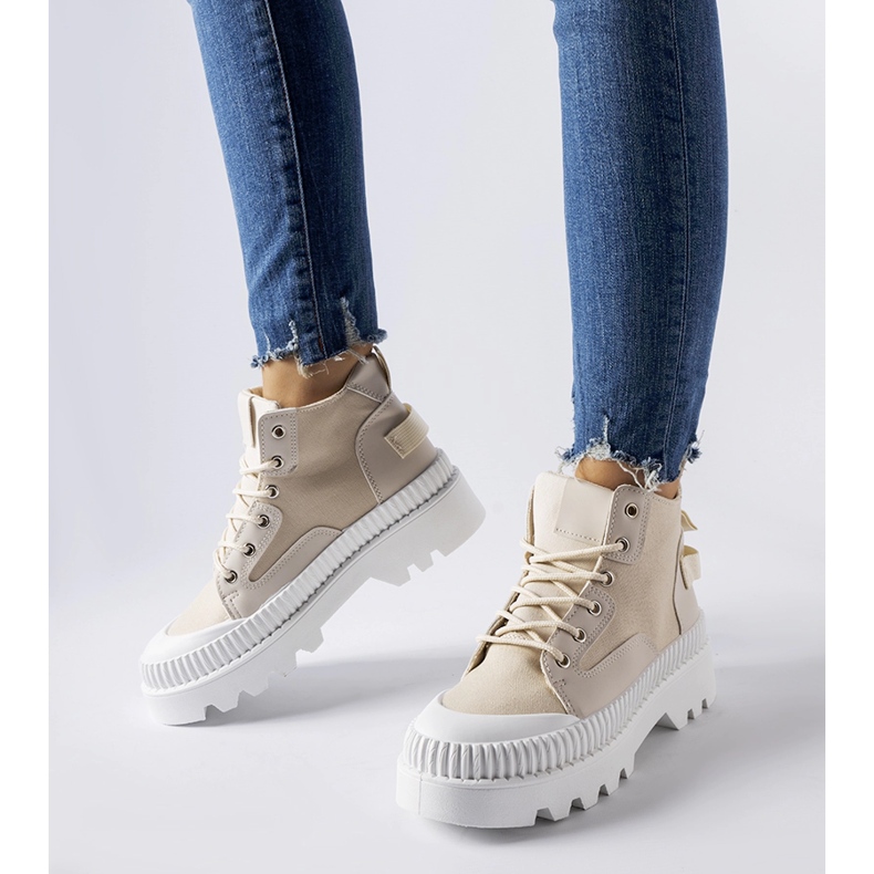 Inna Beigefarbene Sneakers auf hohem Plateau von Grotta 1