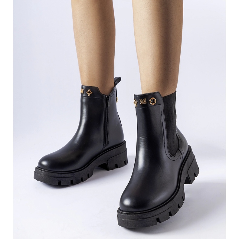 Schwarze, isolierte, dekorative Federica-Stiefeletten 1