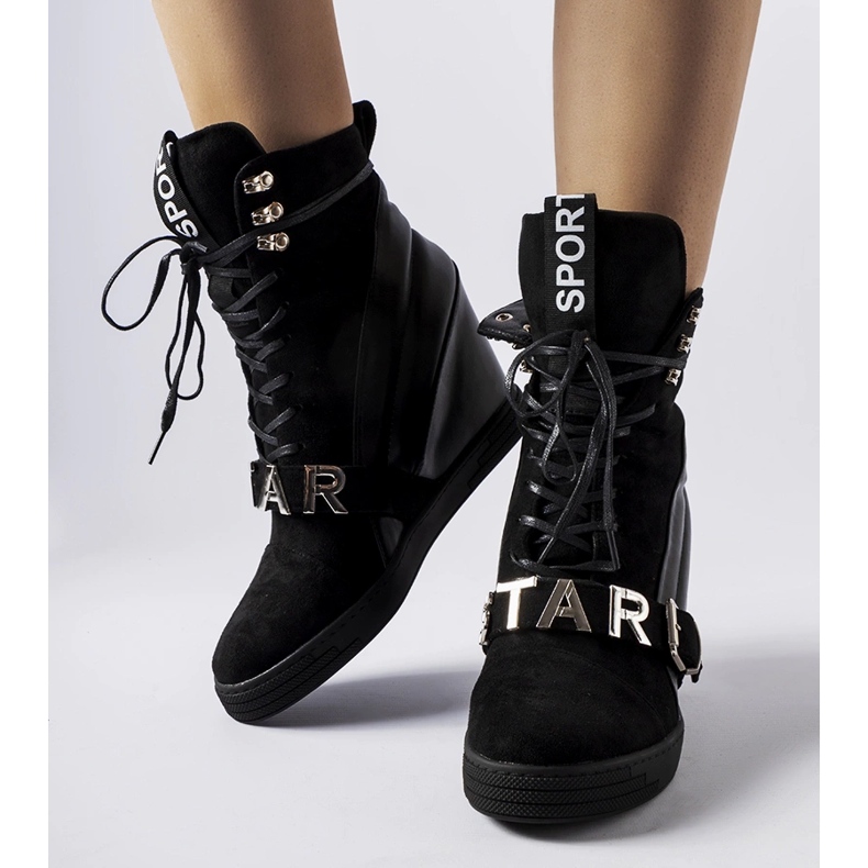 Schwarze Pugliesi-Sneaker mit hohen Absätzen 1