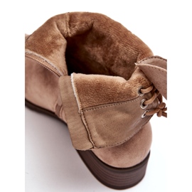 Evento Warme flache Damenstiefel aus Wildleder, Beige 2