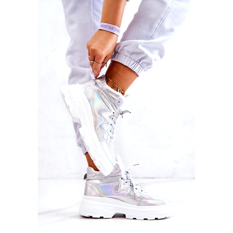Silber isolierte Sportschuhe für Frauen mit Frauen 4