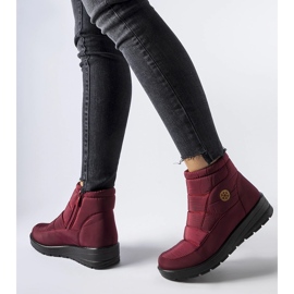 Burgunderrote Schneestiefel mit niedrigem Keilabsatz Vittore 1