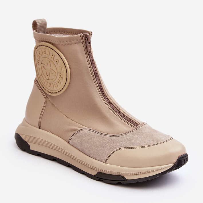 Damen-Lederstiefeletten mit Reißverschluss Maciejka 06297-22 Beige 2