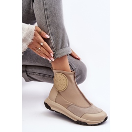 Damen-Lederstiefeletten mit Reißverschluss Maciejka 06297-22 Beige 1