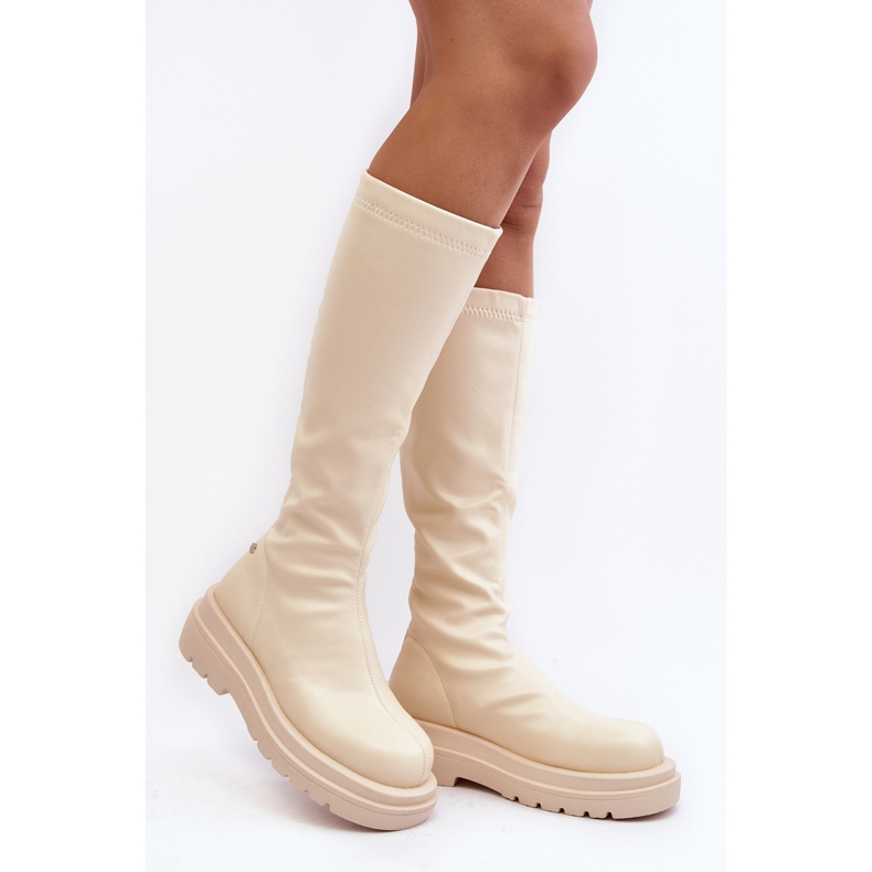 Damen-Plateaustiefel mit Reißverschluss GOE MM2N4067 Hellbeige 1