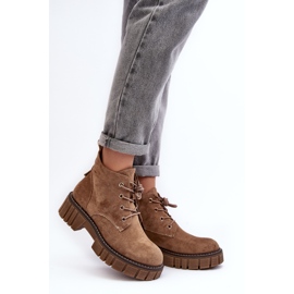 Sergio Leone Isolierte Schnürstiefeletten aus Wildleder, Dunkelbeige, Bjorg 2