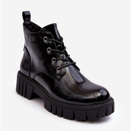 Sergio Leone Isolierte Schnürstiefeletten aus Lackleder Schwarz Bjorg 2