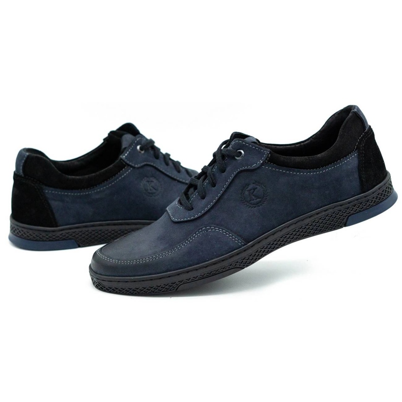 KOMODO Lässige Herren-Sportschuhe aus Leder 918K, Marineblau 3