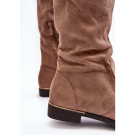 Beigefarbene Bikka-Overknee-Flachstiefel für Damen 6