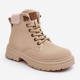 Damen-Lederstiefel mit Schaffell, Hellbeige, Lynnvia 2