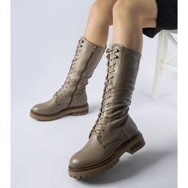 Braune, hochgeschnürte Montepiano-Arbeiterschuhe 1