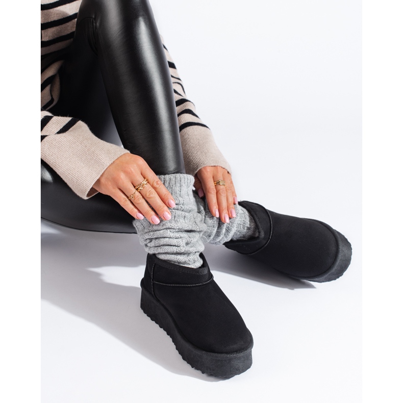 Schwarze Shelovet-Schneestiefel mit kurzer Plateausohle 1
