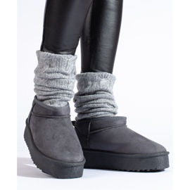 Graue kurze Plateau-Schneestiefel von Shelovet 1