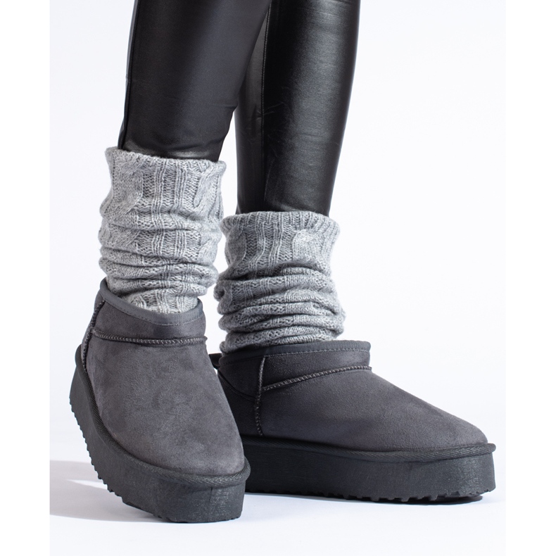 Graue kurze Plateau-Schneestiefel von Shelovet 1