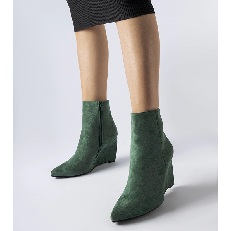 Grüne spitze Keilstiefel von Aprutino 1